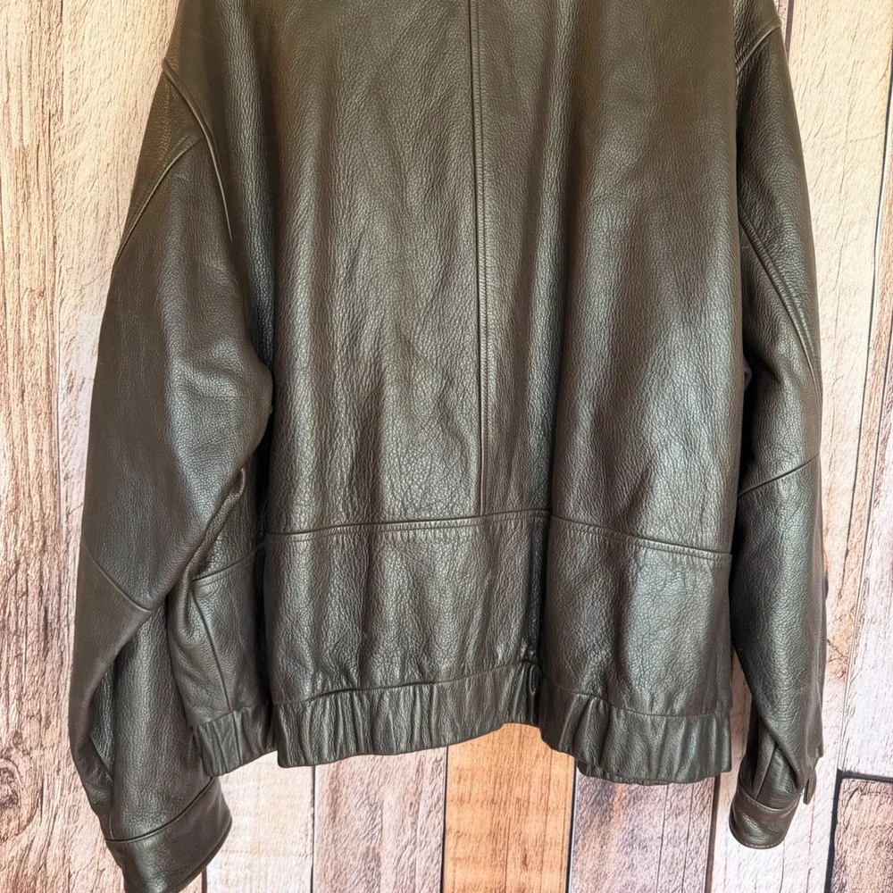 Eddie Bauer Leather Bomber Jacket Brown Heritage Classic Y2K Genuine Size XXL - Picture 6 of 9